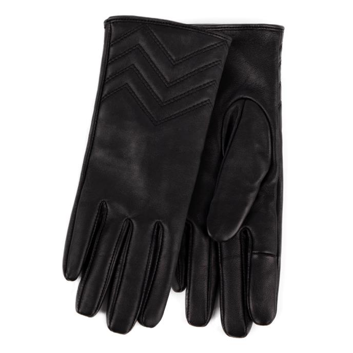 Isotoner® Ladies SmarTouch® Cashmere Lined Premium Leather Glove With Chevron Detail Black Extra Image 1